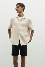 Regular Fit Textured Resort Shirt - Short sleeve - Regular length - Light beige - Men HampM US at H&M